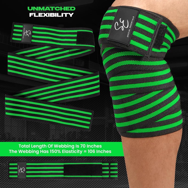 Special Essentials Store Knee Wraps for Weightlifting with Strap (2 Pack) - 72 Inches Flexible Support for Men & Women, for Powerlifting, Squats, Leg Press, and Cross Training - Image 5
